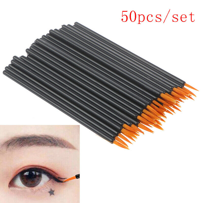 50Pcs Disposable Eyeliner Brushes Individual Applicator Fibre Swab Liner Br Ew