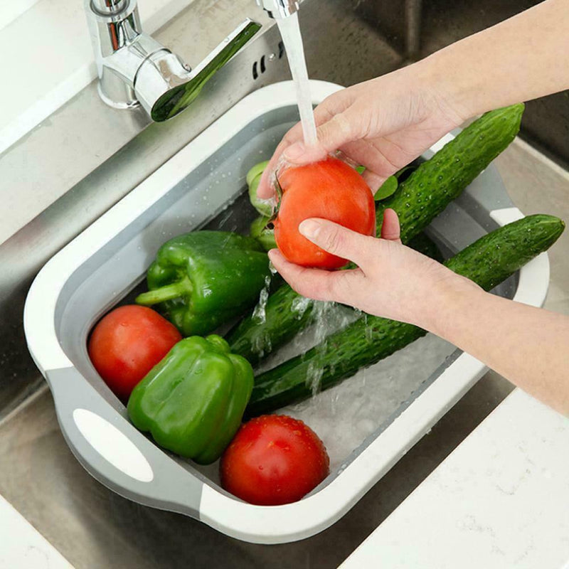 Multifunction Collapsible Cutting Board Drain Basket Basin 2019 Vegetable I9X0