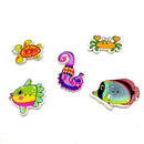 100x Fish Crab Animals Wooden Buttons for DIY Sewing Clothing Decoration