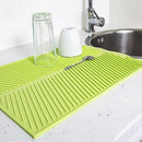 Silicone Dish Drying Mat Flume Folding Draining Mat,Rectangle Drain Mat Dry