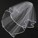 Elegant 2T White Wedding Bridal Elbow Satin Edge Veil With Comb I1N5