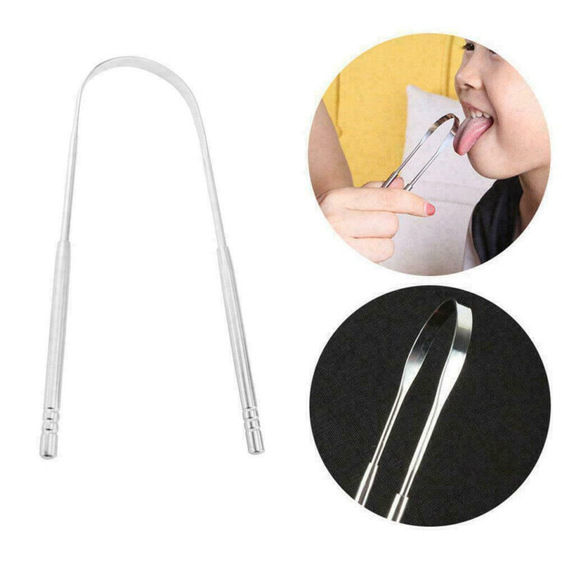 Stainless Steel Tongue Scraper Cleaner Fresh Breath Cleaning Tongue Tool J1G6