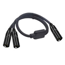 3Pin XLR Male Jack To Dual 2 Male Plug Y Splitter Adaptor Audio Cable Black