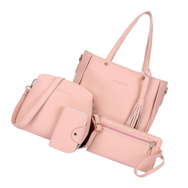 2Pcs Four Set Leather Handbag Cross Body Shoulder Card Tote Bag for Ladies