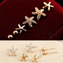 3pairs/bag Bright Starfish Shaped Earrings For Women Ear Stud Earings Jewelry ZO