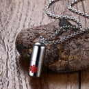 Pill Shape Container  Alert ID Pendant Necklace Chain Stainless Steel