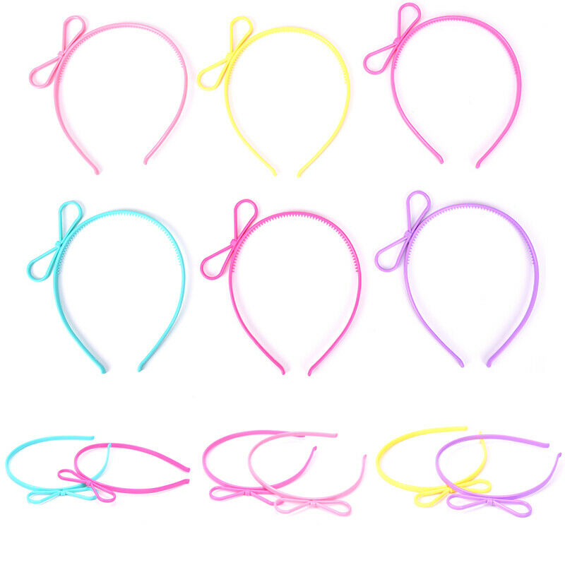 6x Child Stretchy Plastic Headband Candy Color BowknotTiara Hair Hoop Pa g Nw