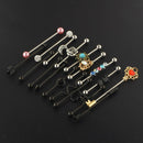 18pcs 14G Stainless Steel Industrial Barbell Earrings 38mm 1 1/2" Inch