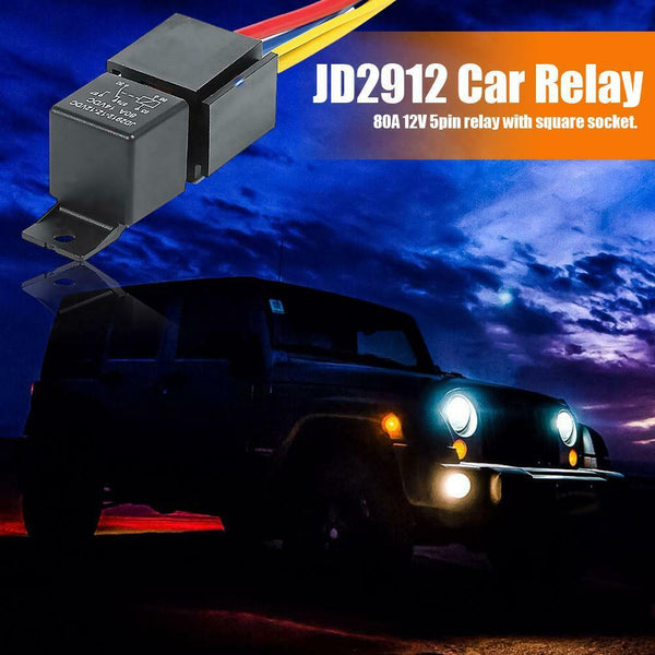 JD2912 Car Relay 12V DC 80A 5 Pin Auto Relay with 5-Wire Socket Universal