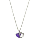 5X(Rhodium Plated Diamond Accent Amethyst Heart Shape Pendant Necklace 18" J4V8)
