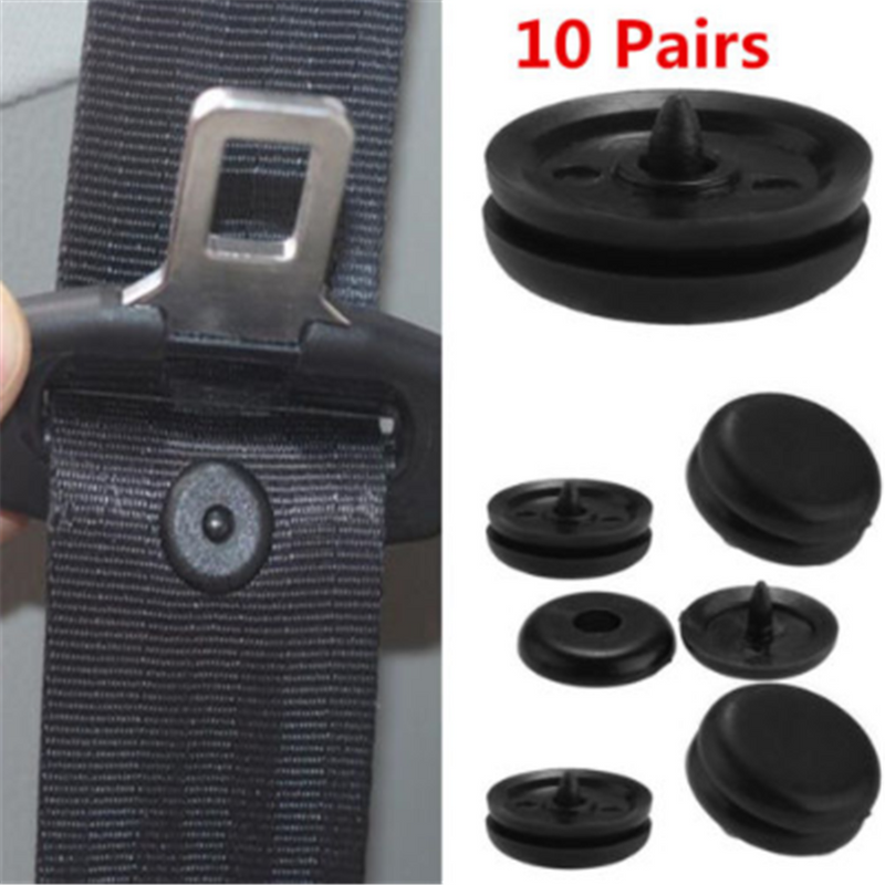 10Pair Universal Seat Belt Stopper Clip Buckle Button Holders Stud Pin Plastic