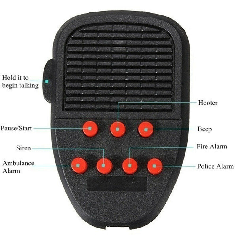 6 Sounds Car Alarm Handheld Megaphone Siren Horn PA Speaker Mic System Kit 12V