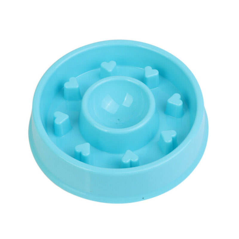 Pet Dog Slow Down Eating Feeder Dish Pet Cat Puppy Feeding Food Bowl Blue