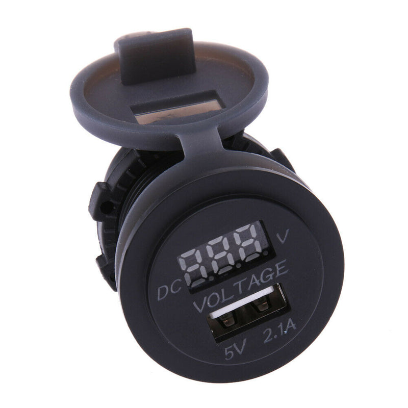 12V USB Car Mobile Phone Charger Car LED Display Voltmeter Two In One A