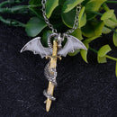 2pcs Luminous Glow in the Dark Dragon Sword Necklace Pendant Punk Choker Jewelry
