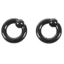 2 Lot Pair of Black Steel Eazy Captive Bead Ear Rings BCR Stud Piercing JeweH4M6