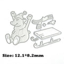 Metal Cutting Dies Skiing Bear Embossing Stencil for DIY Craft Paper Card Making
