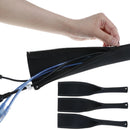 1Pc Neoprene cable management sleeve zipper wrap wire hider cover organizer BX