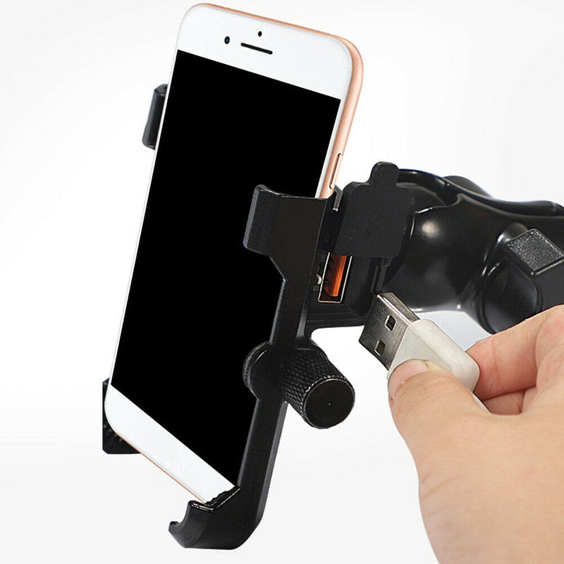 Motorcycle Mirror USB Charger Quick Charging Aluminum Alloy Riding Phone Holder