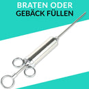 Stainless Steel Turkey Condiment Spice Roast Curing Syringe with 2 Needles Kit