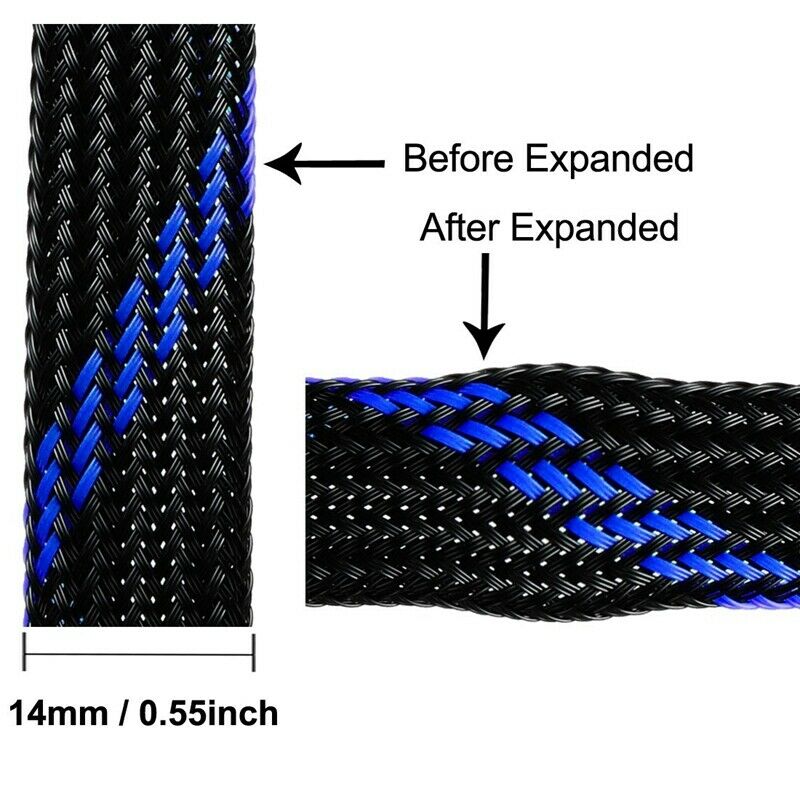 Pet Braided Sleeving 32.8 Feet 10M Expandable Cable Wrap 14mm Diameter Wire