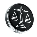 Round Black Badge Collar Pin Justice Scale Pattern Men Women Shirt Brooches