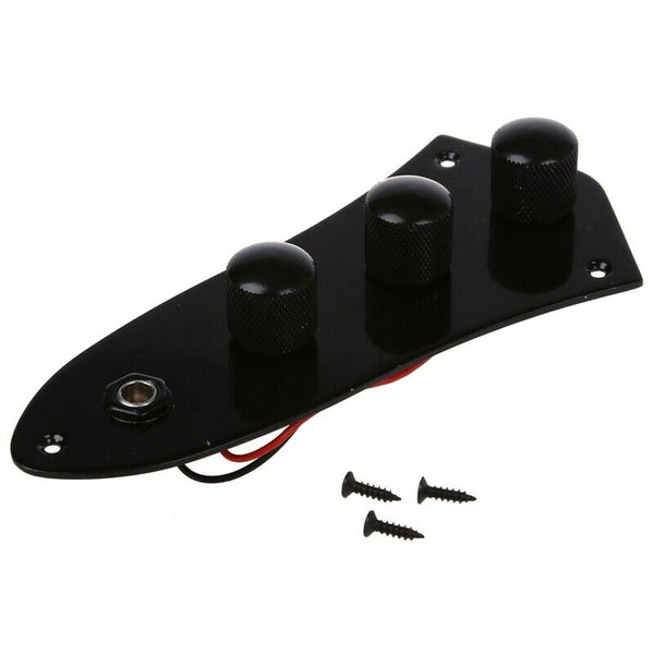 Pre-Wired Control Plate for Jazz Bass Guitar--Black