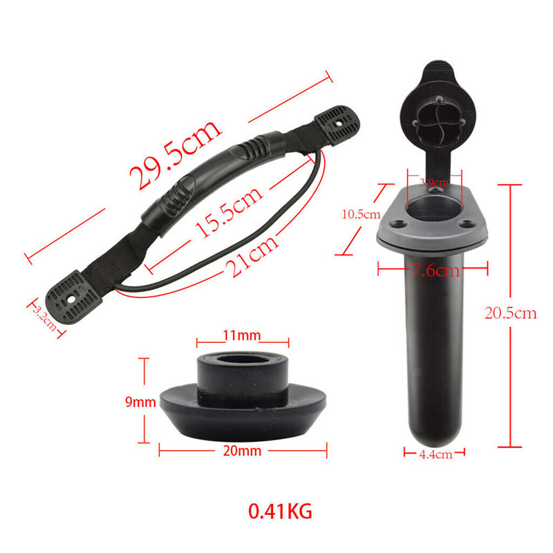 2pcs Durable Kayak Carry Handle & 2pcs Boat Fishing Rod Pole Holder with Cover