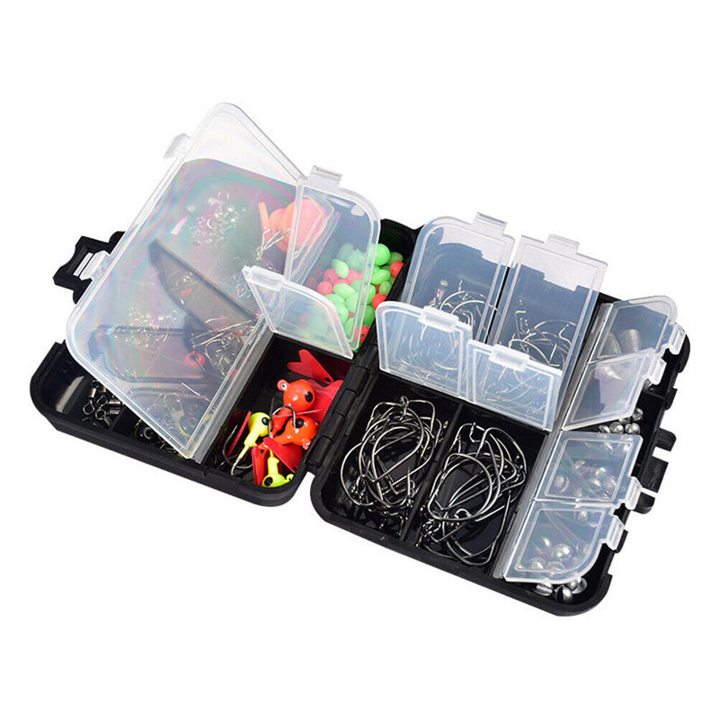 205pcs Fishing Accessories Kit Lead Head Hooks Fishing Swivels Fish Tackle Tool