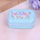 Mini flower tin trinket jewelry coin box tinplate storage case small rectangulM&
