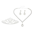 Wedding Party Bridal Bridesmaid Rhinestone Crown Tiara Necklace Earrings Set