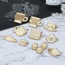 10x TeaSet Teapot/Teacup Wood Slices DIY Handmade Crafts For DIY Home DecorJR
