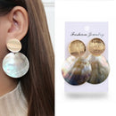 Fashion Round Shell Drop Dangle Earrings Metal Geometric Earrings For Women