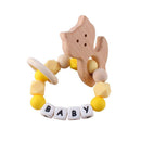 Animal Wooden Teether Baby Chewable Teething Bracelet Silicone Beads Rattle Toys