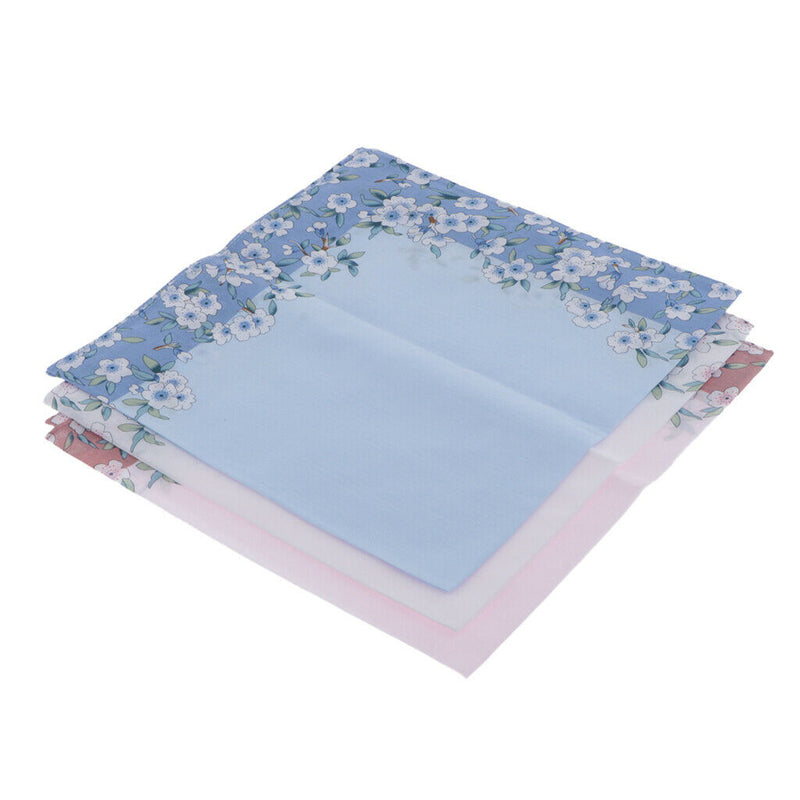 3x Handkerchiefs Classic Girls Hanky Comfy Soft Kerchiefs Ladies Hankie