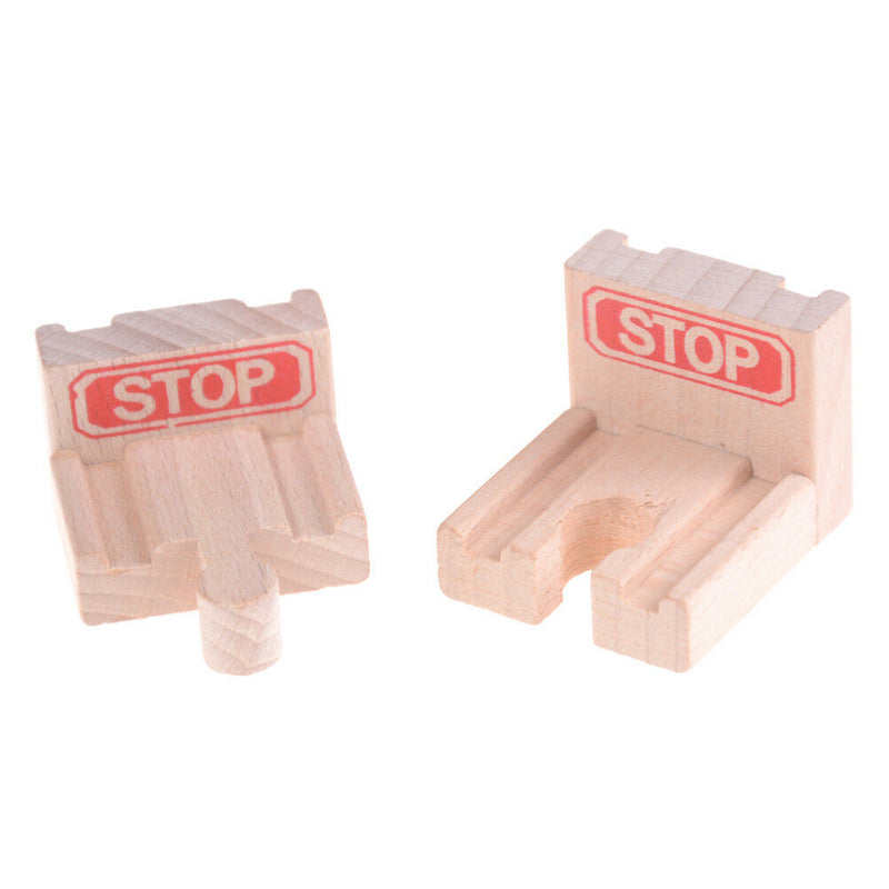 2pcs End Bumper Buffer Stop Set Wooden Railway Track Accessories Train Block â„–[