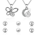 Fashion Jewelry Set for Women Butterfly Moon Necklace Stud Earrings Anniver P7X8