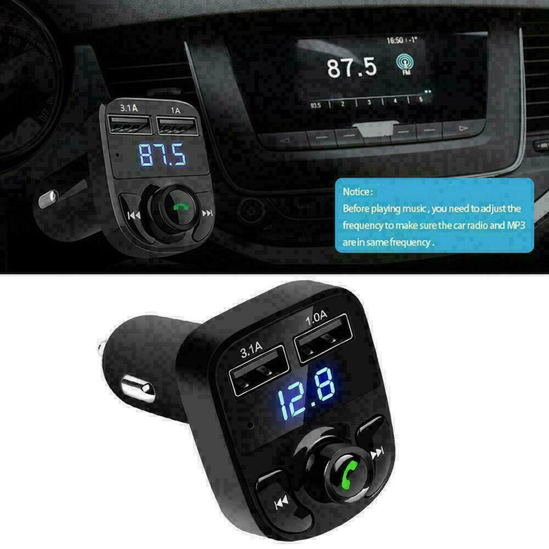 Car Wireless BluetoothV5.0 Handsfree FM Transmitter MP3 Charge Port Player S1H1