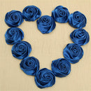 12pcs  50mm Blue Satin Ribbon Rose Flower DIY Wedding Bouquet Appliques Decor