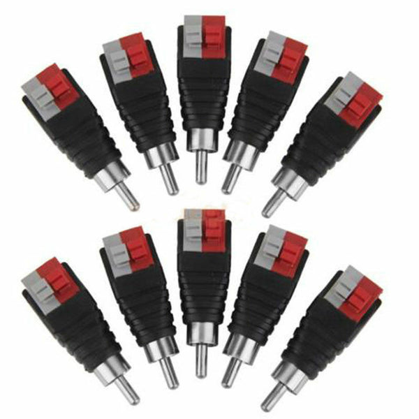 10PCS Speaker Wire Cable to Audio Male RCA Connector Adapter Jack Plug TEUS