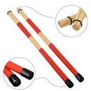 1Pair Rods Drum Sticks + Drum Wire Brushes With Portable Storage Bag Golden