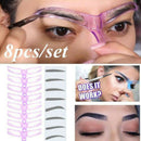 8PCS DIY Eyebrow Shaper Makeup Template Eyebrow Grooming Shaping Stencil Kit Bj