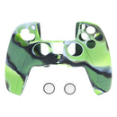 Anti Slip Camo Silicone Case + 2 Thumb Grips for PS5 Controller (Green)