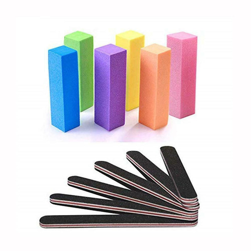 12Pcs Nail Files And Buffers Block Manicure Kits Rectangular Art Care
