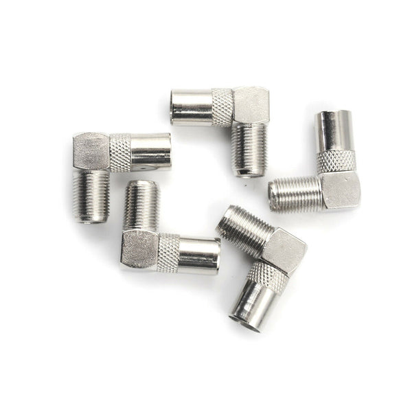 5PCS Right Angle TV Aerial F Connector Adapter RF Coaxial TV Cable Male M&LJ