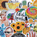 53Pcs Summer light yellow stickers DIY scrapbook suitcase laptop guitar sticke3C