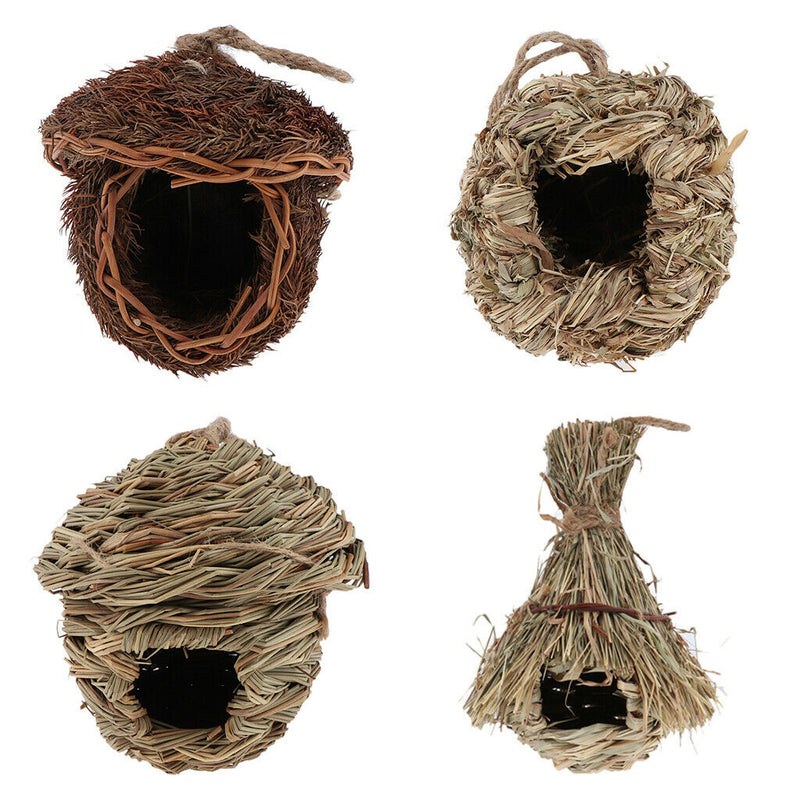 Straw Bird Nest Hanging Roosting Nest Birdhouse - Set of 3