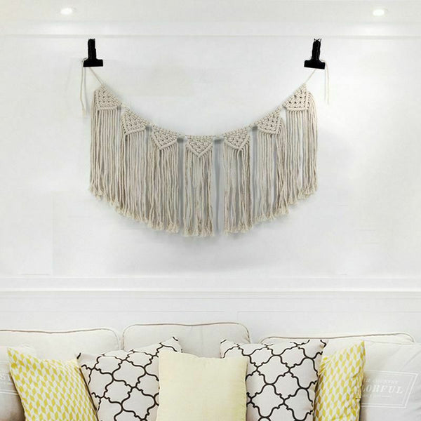 Macrame Woven Wall Hanging Curtain Fringe Garland Banner Shabby Chic Bohemi B6O4