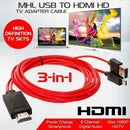 Cell Phone Micro USB 2.0 to HDMI MHL Red- 2m Cable Android Adapters M7V9
