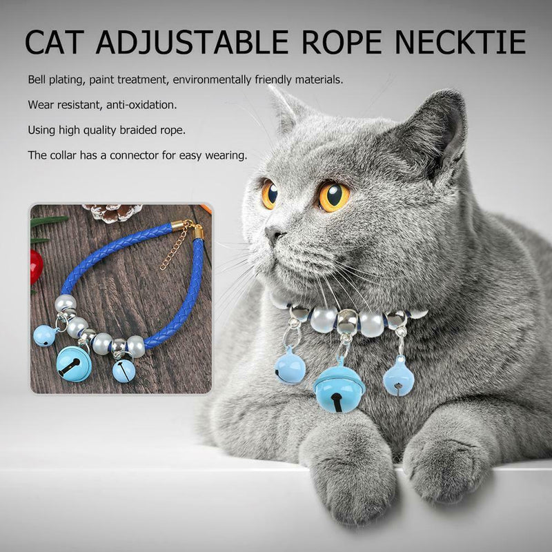 Cartoon Pet Dog Cat Collar Adjustable PU Rope Necktie Necklace with Bells